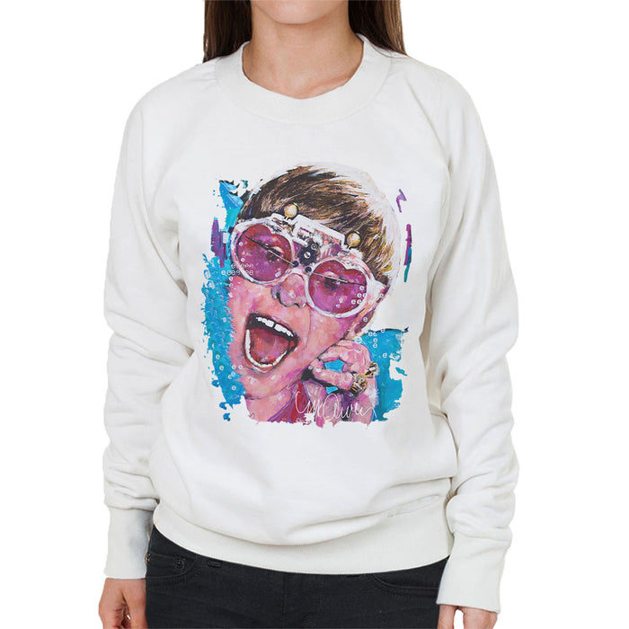Sidney Maurer Original Portrait Of Elton John Pink Glasses Women's Sweatshirt