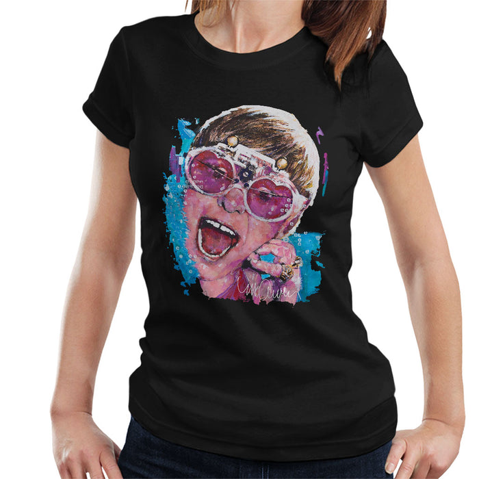 Sidney Maurer Original Portrait Of Elton John Pink Glasses Women's T-Shirt