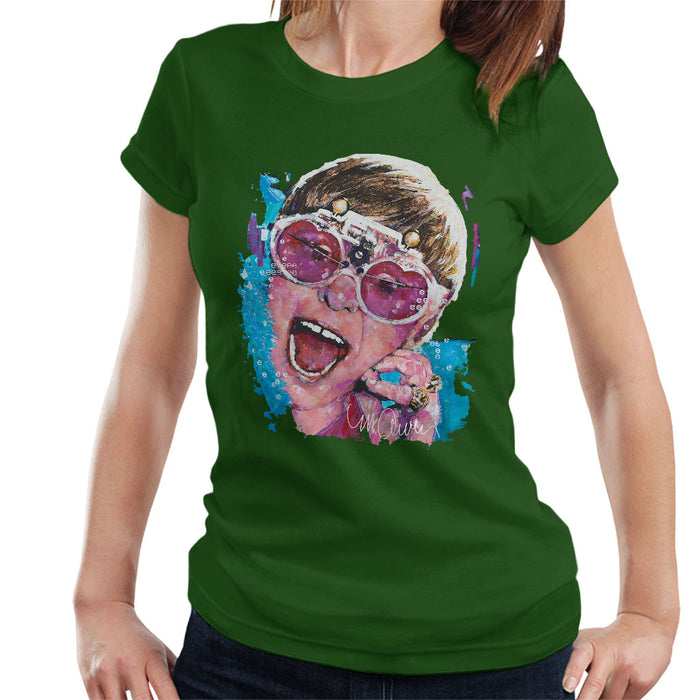 Sidney Maurer Original Portrait Of Elton John Pink Glasses Women's T-Shirt