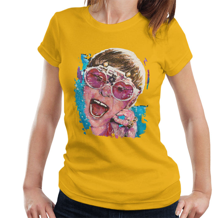 Sidney Maurer Original Portrait Of Elton John Pink Glasses Women's T-Shirt