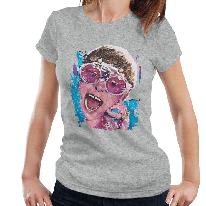 Sidney Maurer Original Portrait Of Elton John Pink Glasses Women's T-Shirt