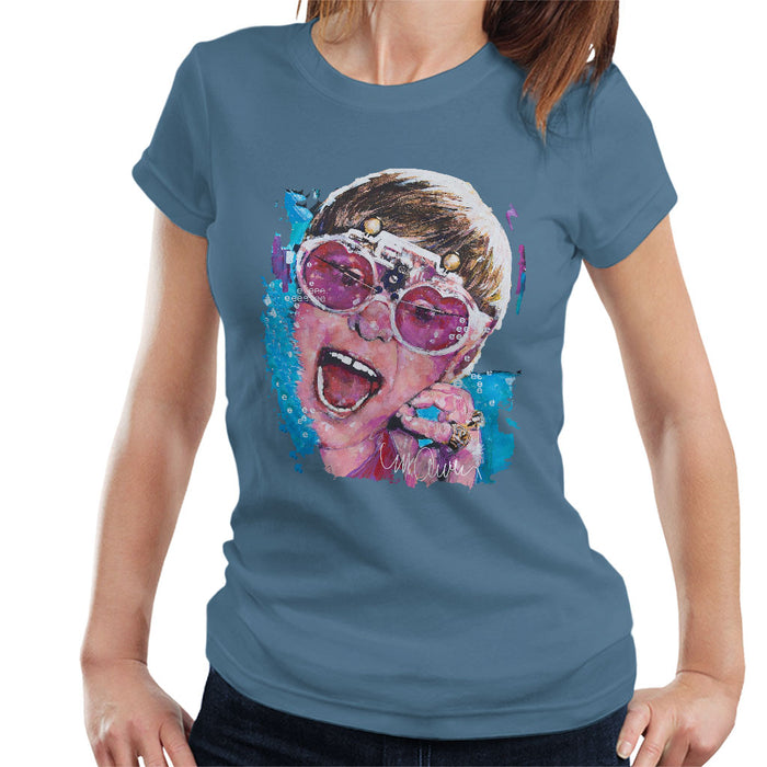 Sidney Maurer Original Portrait Of Elton John Pink Glasses Women's T-Shirt