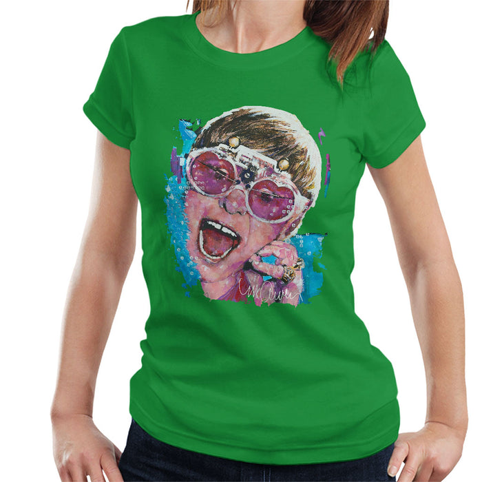 Sidney Maurer Original Portrait Of Elton John Pink Glasses Women's T-Shirt