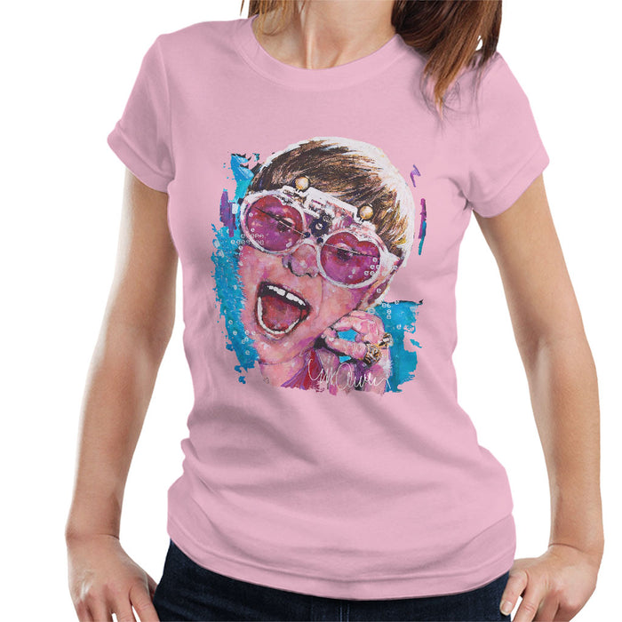 Sidney Maurer Original Portrait Of Elton John Pink Glasses Women's T-Shirt