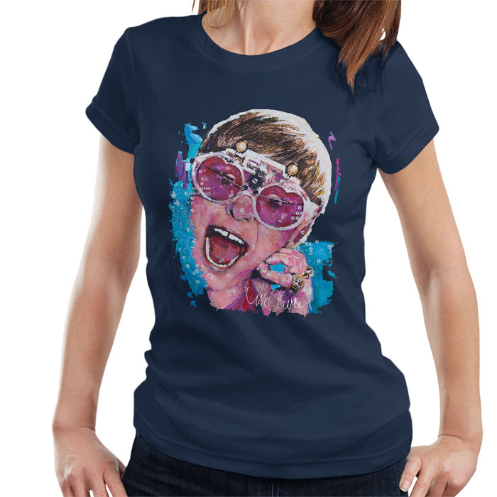Sidney Maurer Original Portrait Of Elton John Pink Glasses Women's T-Shirt