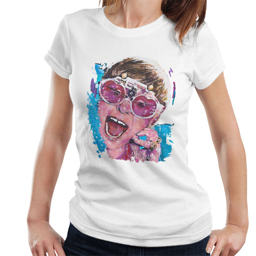 Sidney Maurer Original Portrait Of Elton John Pink Glasses Women's T-Shirt
