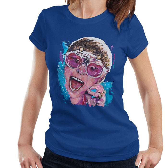 Sidney Maurer Original Portrait Of Elton John Pink Glasses Women's T-Shirt