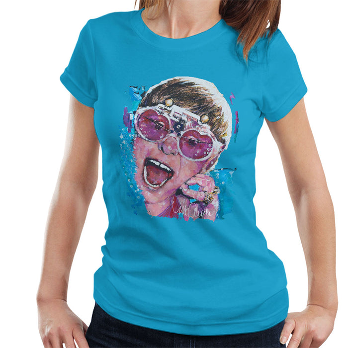 Sidney Maurer Original Portrait Of Elton John Pink Glasses Women's T-Shirt