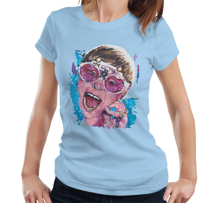 Sidney Maurer Original Portrait Of Elton John Pink Glasses Women's T-Shirt