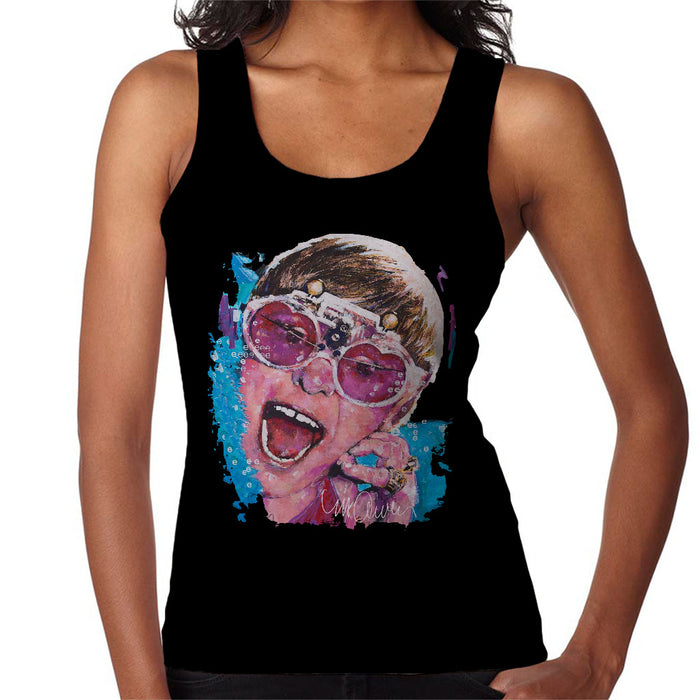 Sidney Maurer Original Portrait Of Elton John Pink Glasses Women's Vest