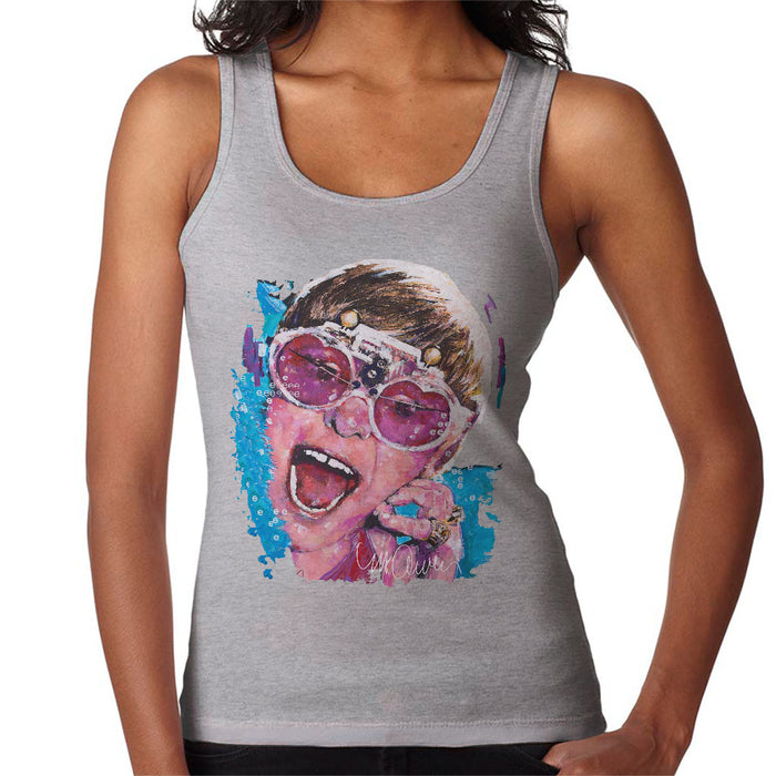 Sidney Maurer Original Portrait Of Elton John Pink Glasses Women's Vest