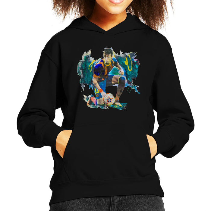 Sidney Maurer Original Portrait Of Neymar Barcelona FC Kid's Hooded Sweatshirt