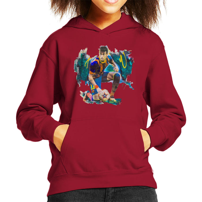 Sidney Maurer Original Portrait Of Neymar Barcelona FC Kid's Hooded Sweatshirt