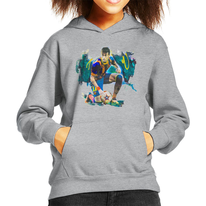 Sidney Maurer Original Portrait Of Neymar Barcelona FC Kid's Hooded Sweatshirt
