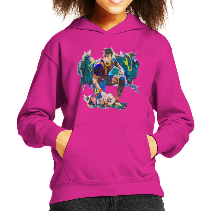 Sidney Maurer Original Portrait Of Neymar Barcelona FC Kid's Hooded Sweatshirt