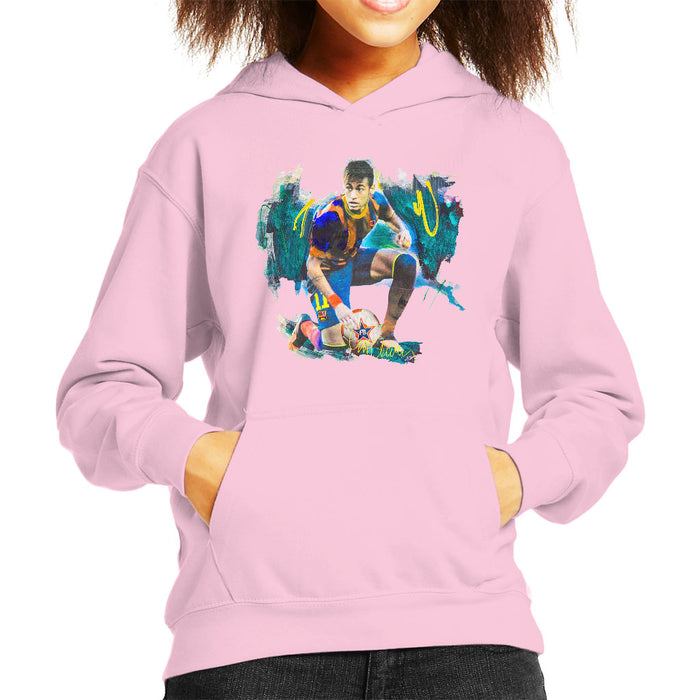 Sidney Maurer Original Portrait Of Neymar Barcelona FC Kid's Hooded Sweatshirt