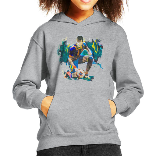 Sidney Maurer Original Portrait Of Neymar Barcelona FC Kid's Hooded Sweatshirt