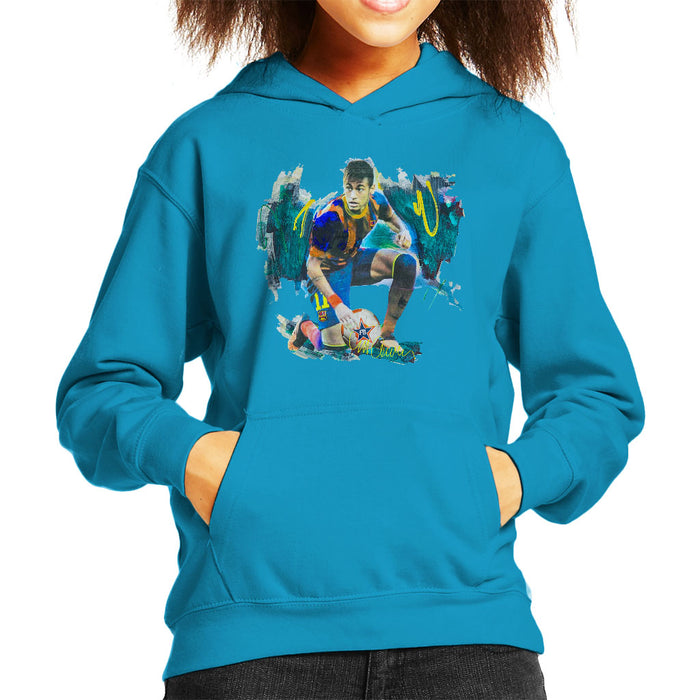 Sidney Maurer Original Portrait Of Neymar Barcelona FC Kid's Hooded Sweatshirt