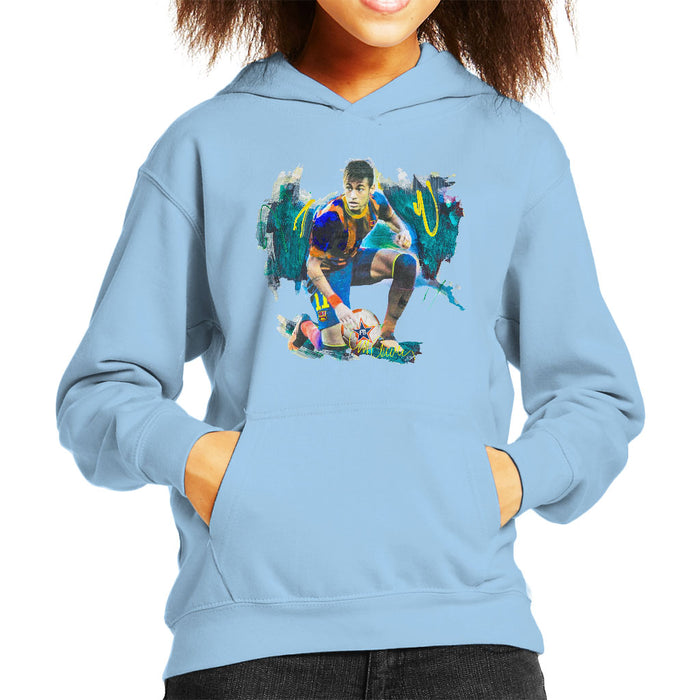 Sidney Maurer Original Portrait Of Neymar Barcelona FC Kid's Hooded Sweatshirt