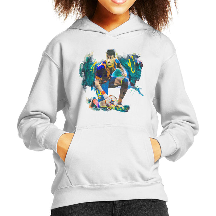 Sidney Maurer Original Portrait Of Neymar Barcelona FC Kid's Hooded Sweatshirt