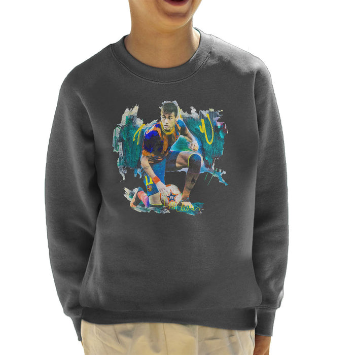 Sidney Maurer Original Portrait Of Neymar Barcelona FC Kid's Sweatshirt