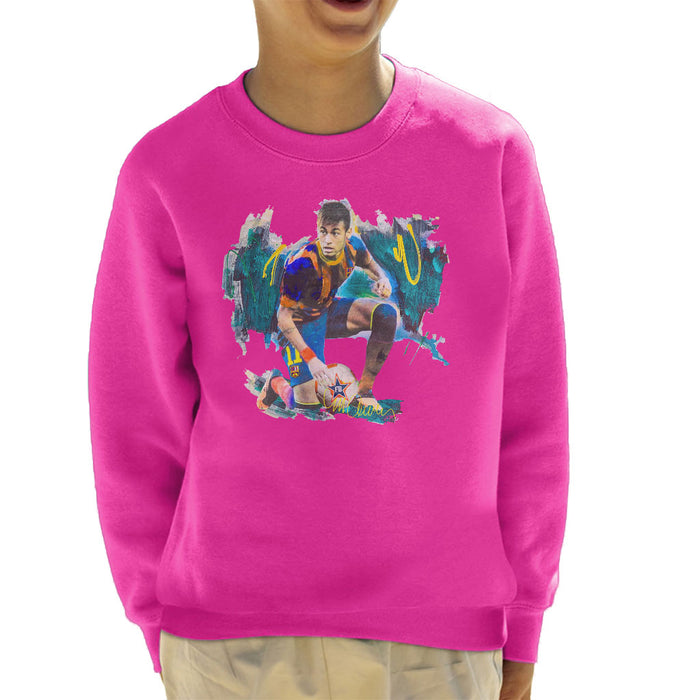 Sidney Maurer Original Portrait Of Neymar Barcelona FC Kid's Sweatshirt