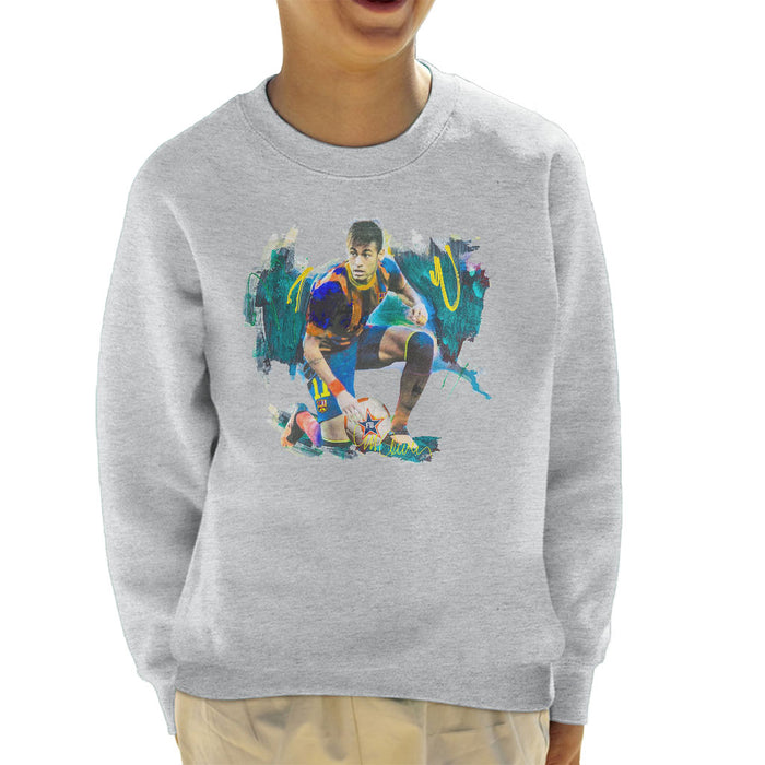 Sidney Maurer Original Portrait Of Neymar Barcelona FC Kid's Sweatshirt