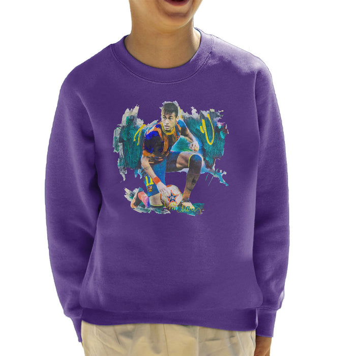 Sidney Maurer Original Portrait Of Neymar Barcelona FC Kid's Sweatshirt