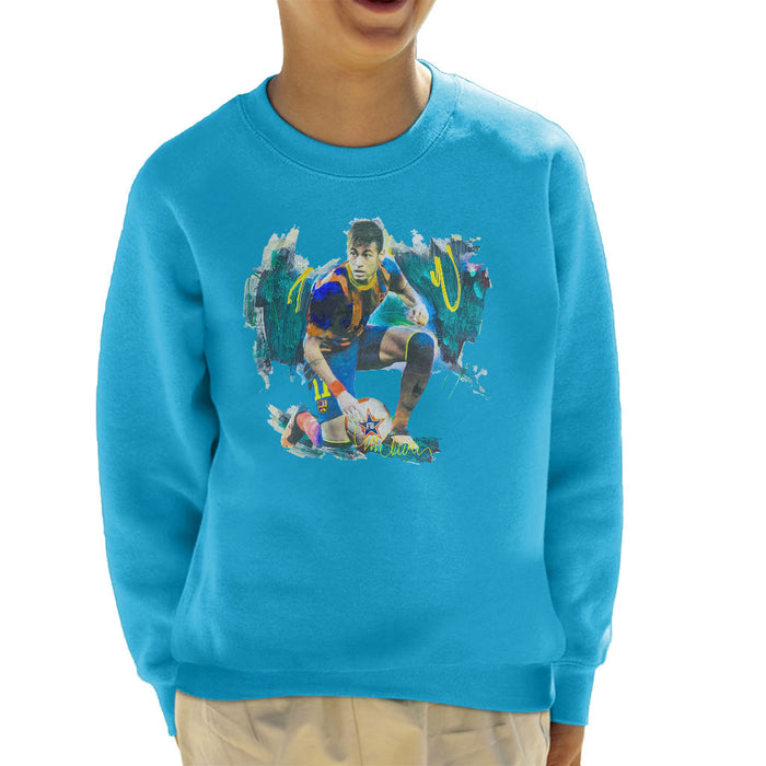 Sidney Maurer Original Portrait Of Neymar Barcelona FC Kid's Sweatshirt