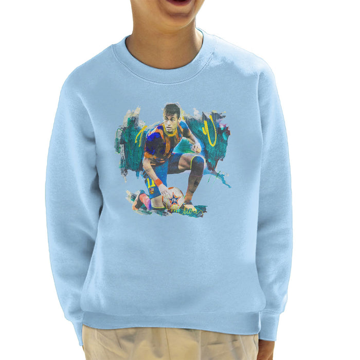 Sidney Maurer Original Portrait Of Neymar Barcelona FC Kid's Sweatshirt