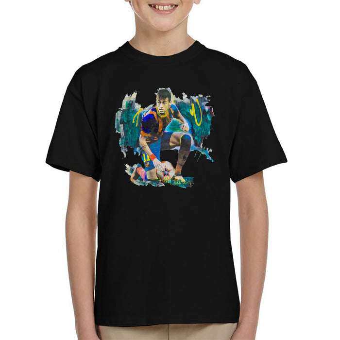Sidney Maurer Original Portrait Of Neymar Barcelona FC Kid's T-Shirt