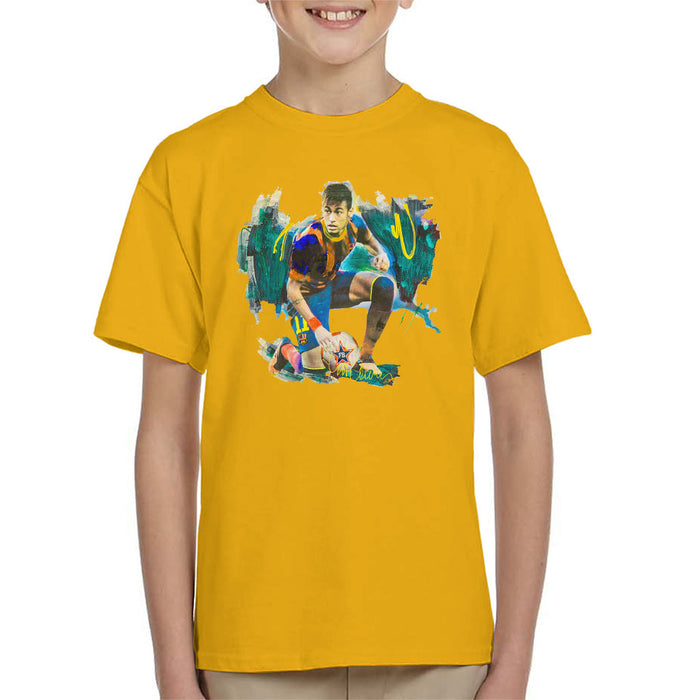 Sidney Maurer Original Portrait Of Neymar Barcelona FC Kid's T-Shirt