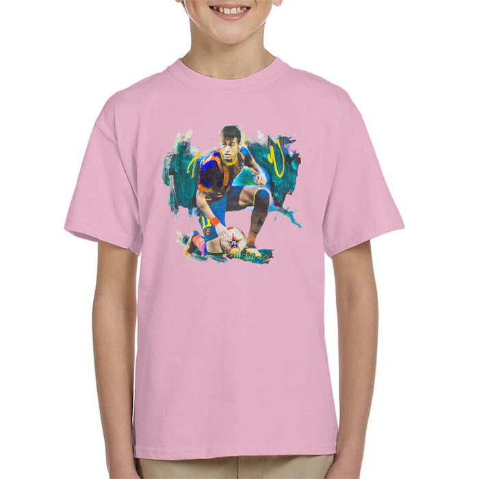 Sidney Maurer Original Portrait Of Neymar Barcelona FC Kid's T-Shirt