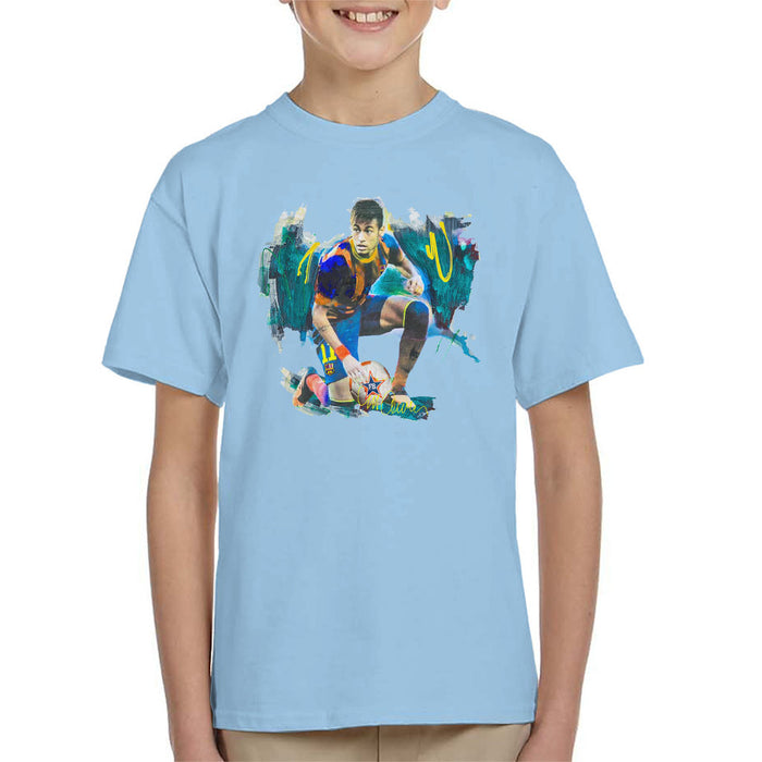 Sidney Maurer Original Portrait Of Neymar Barcelona FC Kid's T-Shirt