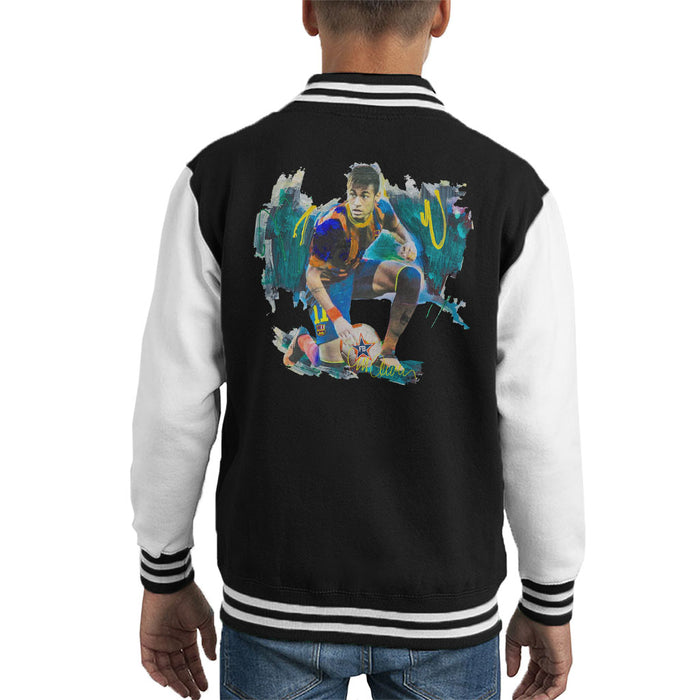 Sidney Maurer Original Portrait Of Neymar Barcelona FC Kid's Varsity Jacket