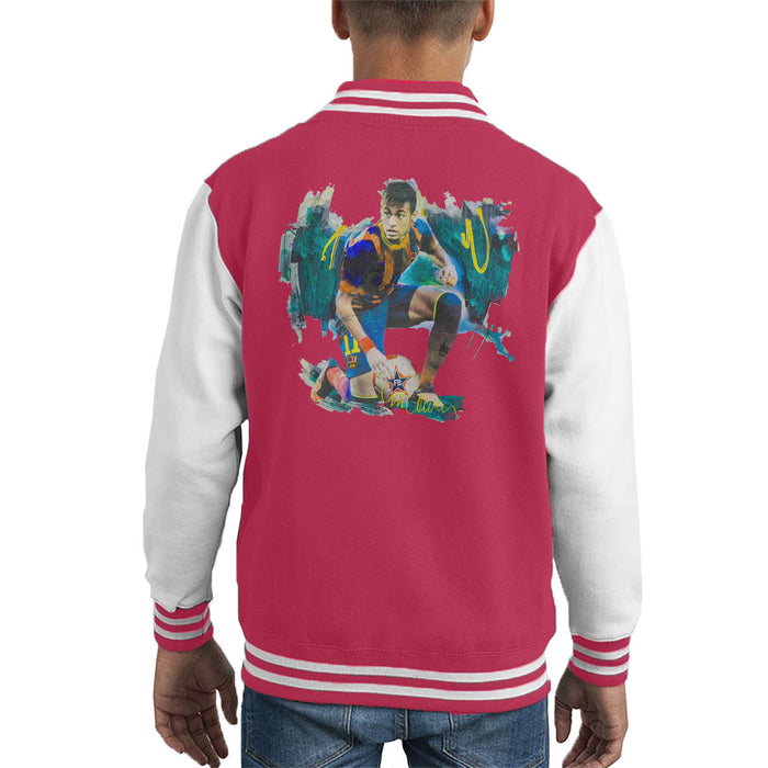 Sidney Maurer Original Portrait Of Neymar Barcelona FC Kid's Varsity Jacket
