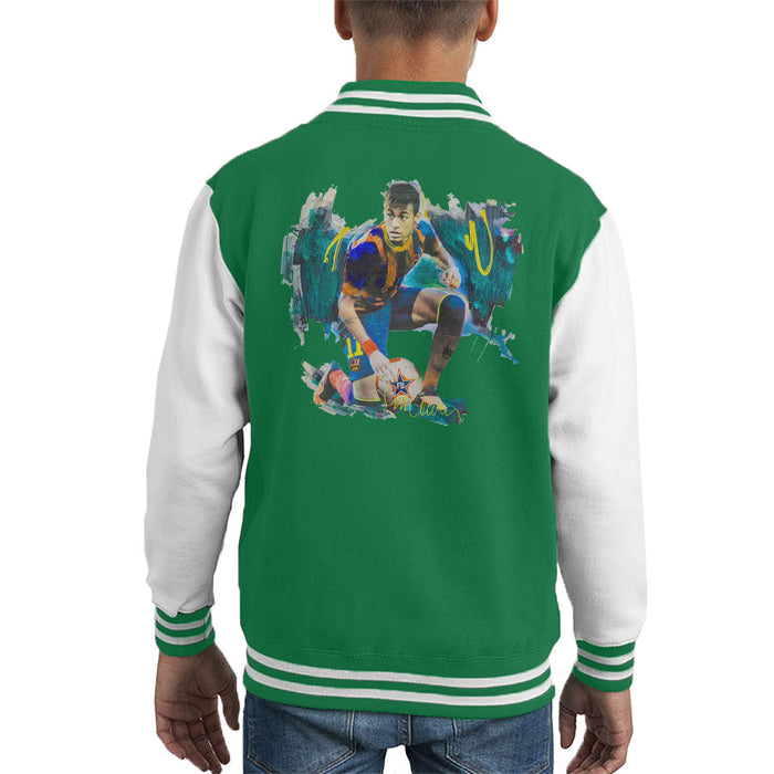 Sidney Maurer Original Portrait Of Neymar Barcelona FC Kid's Varsity Jacket