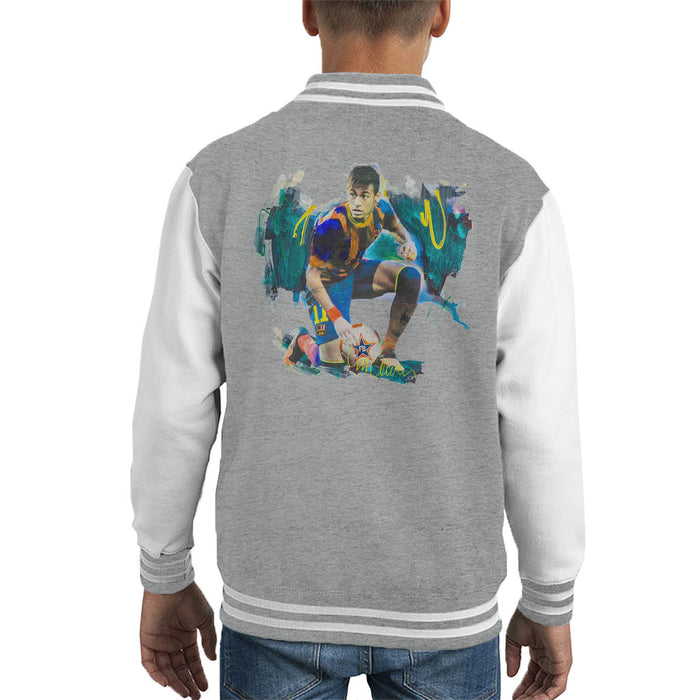 Sidney Maurer Original Portrait Of Neymar Barcelona FC Kid's Varsity Jacket