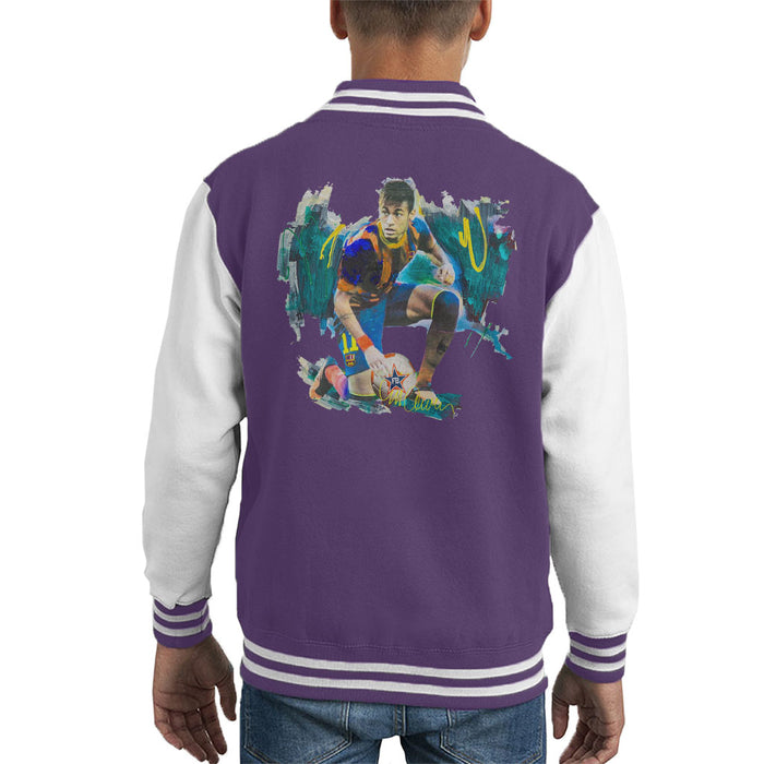Sidney Maurer Original Portrait Of Neymar Barcelona FC Kid's Varsity Jacket