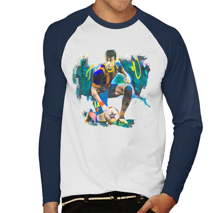 Sidney Maurer Original Portrait Of Neymar Barcelona FC Men's Baseball Long Sleeved T-Shirt