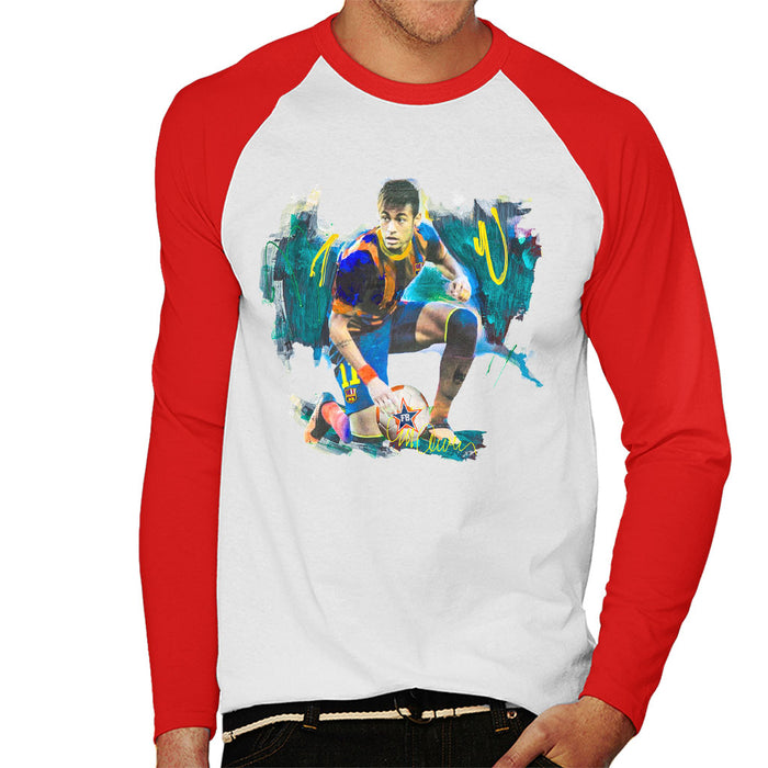 Sidney Maurer Original Portrait Of Neymar Barcelona FC Men's Baseball Long Sleeved T-Shirt