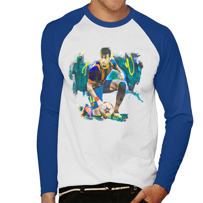 Sidney Maurer Original Portrait Of Neymar Barcelona FC Men's Baseball Long Sleeved T-Shirt