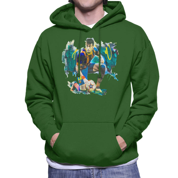 Sidney Maurer Original Portrait Of Neymar Barcelona FC Men's Hooded Sweatshirt