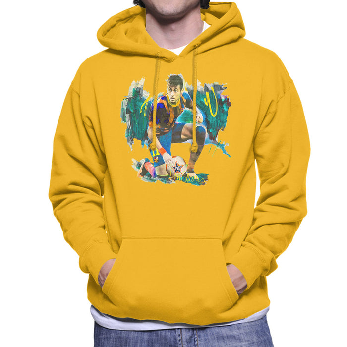 Sidney Maurer Original Portrait Of Neymar Barcelona FC Men's Hooded Sweatshirt