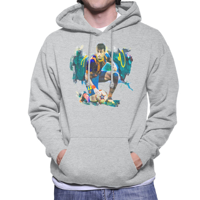 Sidney Maurer Original Portrait Of Neymar Barcelona FC Men's Hooded Sweatshirt