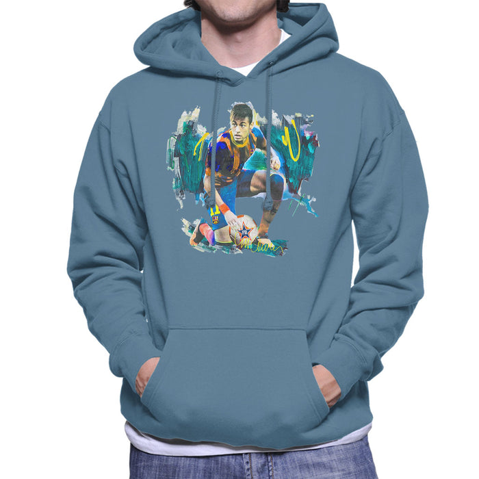 Sidney Maurer Original Portrait Of Neymar Barcelona FC Men's Hooded Sweatshirt