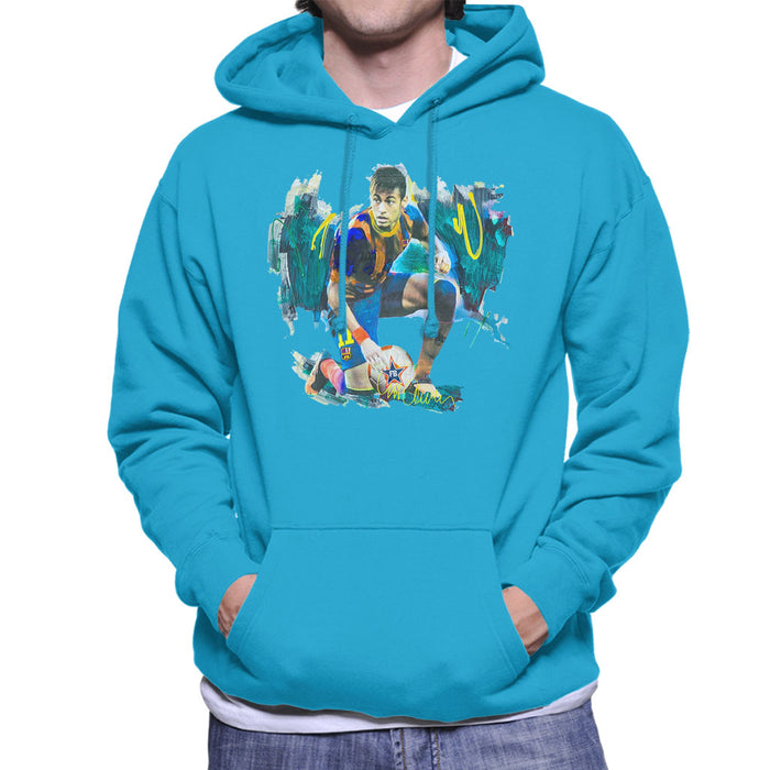 Sidney Maurer Original Portrait Of Neymar Barcelona FC Men's Hooded Sweatshirt