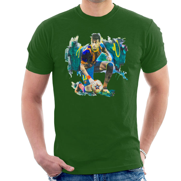 Sidney Maurer Original Portrait Of Neymar Barcelona FC Men's T-Shirt