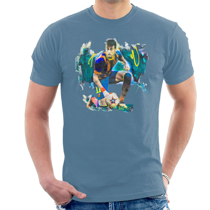 Sidney Maurer Original Portrait Of Neymar Barcelona FC Men's T-Shirt