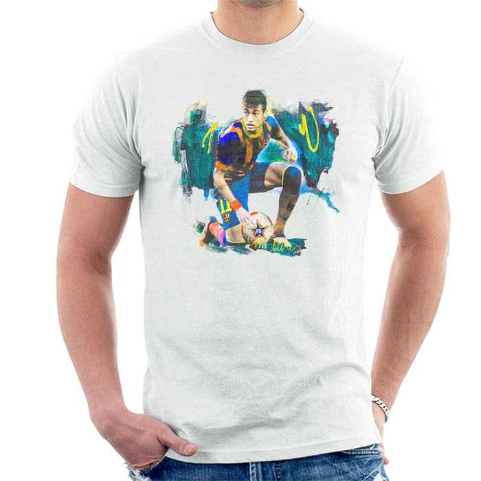 Sidney Maurer Original Portrait Of Neymar Barcelona FC Men's T-Shirt